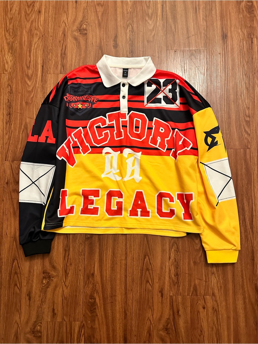 SHEIN Red Black Yellow Victory Legacy Polo